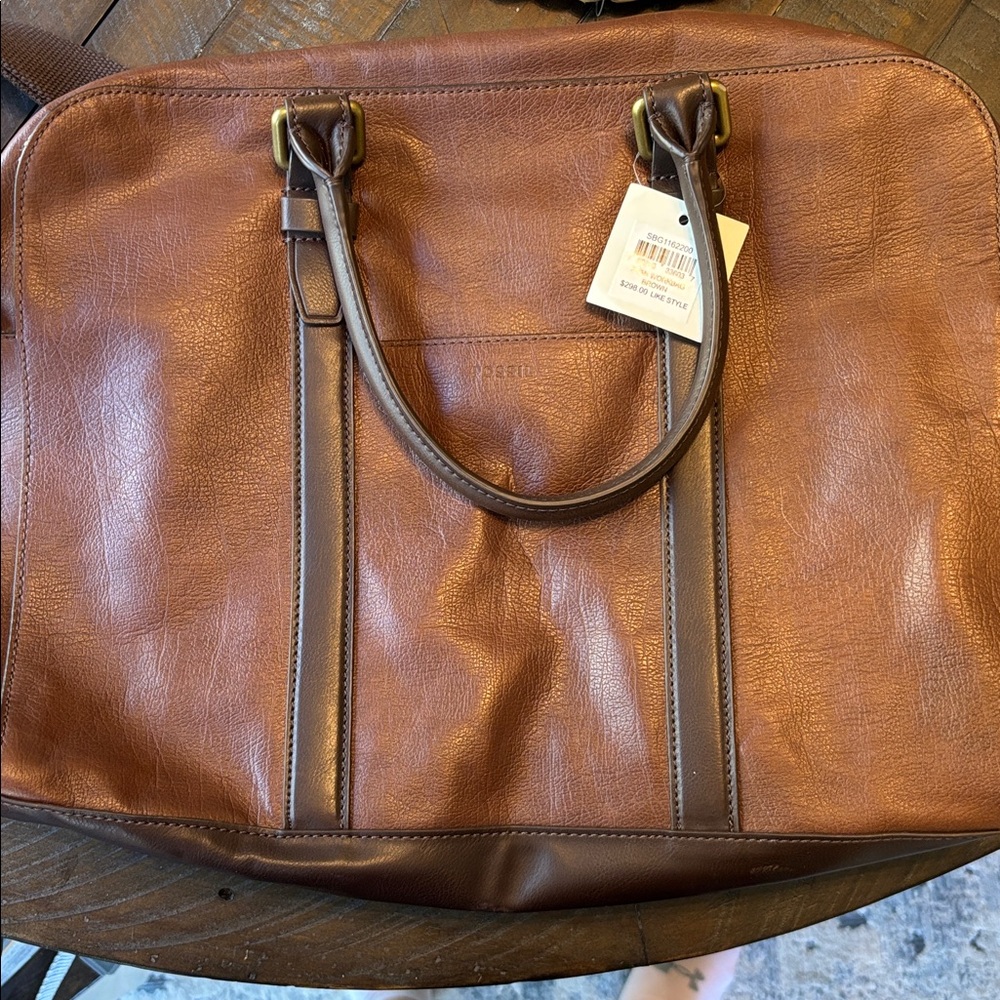 Fossil Brown Leather Briefcase